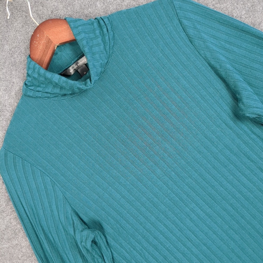 Banana Republic Womens Ribbed Turtleneck Top Teal Green Long Sleeve Size M